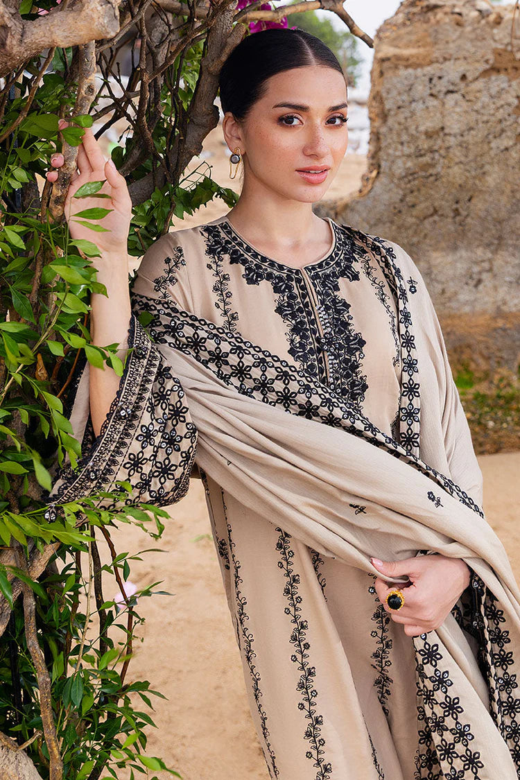 CROSS STITCH-3PC DHANAK EMBROIDERED SHIRT WITH DHANAK EMBROIDERED SHAWL AND TROUSER-ADR-4337