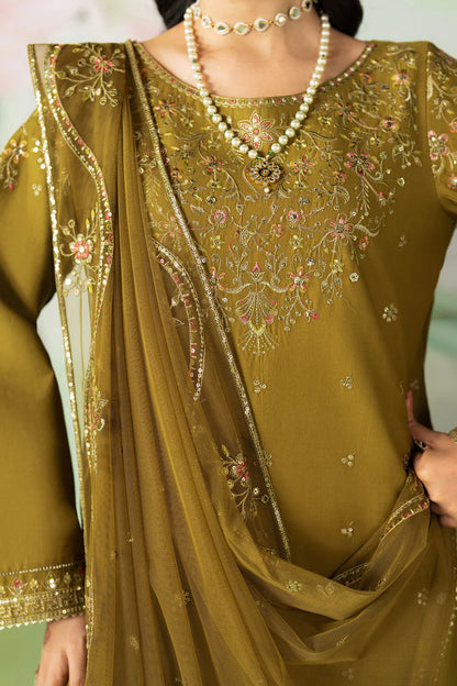 ETHNC-3PC DHANAK SEQUIN EMBROIDERED SHIRT WITH COTTON NET EMBROIDERED DUPATTA AND TROUSER-ADR-4194