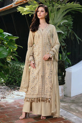 ETHNIC-3PC LAWN EMBROIDERED SHIRT WITH KHAADI NET EMBROIDERED DUPATTA AND TROUSER -ADR-4658