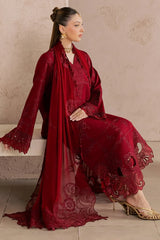 NUREH-3PC DHANAK EMBROIDERED SHIRT WITH DHANAK EMBROIDERED SHAWL AND TROUSER-ADR-5305