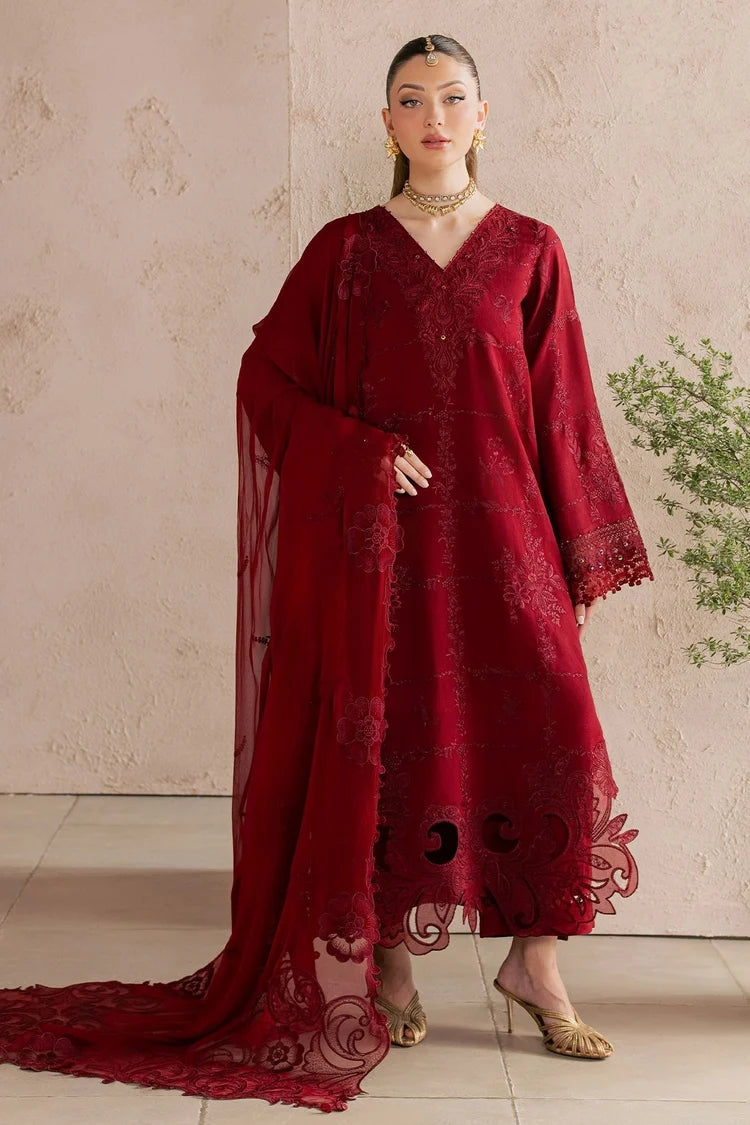 NUREH-3PC DHANAK EMBROIDERED SHIRT WITH DHANAK EMBROIDERED SHAWL AND TROUSER-ADR-5305