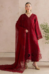 NUREH-3PC DHANAK EMBROIDERED SHIRT WITH DHANAK EMBROIDERED SHAWL AND TROUSER-ADR-5305