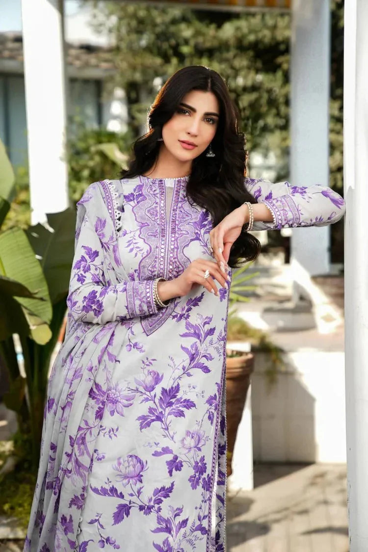 BAROQUE-3PC KHADDAR PRINTED EMB SHIRT WITH KHADDAR PRINT EMB DUPATTA AND PRINT TROUSER-ADR-2562