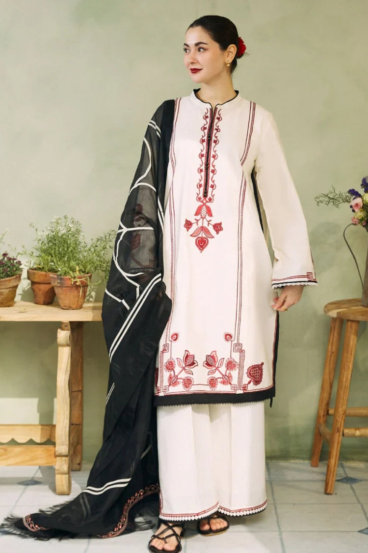 ZAHRA SHAHJAHAN- 3PC LAWN EMBROIDERED SHIRT WITH BAMBER CHIFFON PRINT DUPATTA-ADR-2738