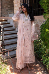 QALAMQAR-3PC LAWN CHIKANKAARI EMBROIDERED SHIRT WITH KHAADI NET EMBROIDERED DUPATTA AND TROUSER-ADR-4660