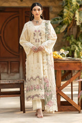ELAF-3PC LAWN CHIKANKARI EMBROIDERED SHIRT WITH CHIFFON PRINTED DUPATTA AND TROUSER-ADR-4771