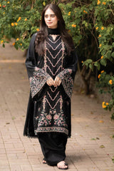 LIBAAS-3PC DHANAK EMBROIDERED SHIRT WITH DHANAK EMBROIDERED SHAWL & TROUSER-ADR-4346