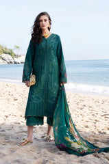 JADE-3PC LAWN CHIKAN EMBROIDERED SHIRT WITH CHIFFON PRINTED DUPATTA AND TROUSER-ADR-4877