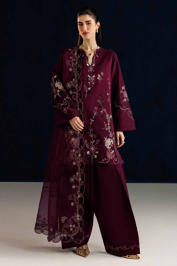 IZNIK-3PC LAWN EMBROIDERED SHIRT WITH ORGANZA EMBROIDERED DUPATTA AND TROUSER-ADR-4844