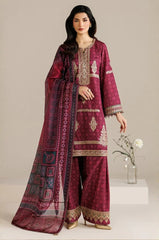 JAZMIN-3PC LAWN PRINTED EMBROIDERED SHIRT WITH BLOSSOM PRINT DUPATTA AND PRINT EMB TROUSER-ADR-005