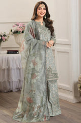 MOHAGNI-3PC LAWN PRINTED EMBROIDERED SHIRT WITH SILK PRINTED DUPATTA AND PRINTED TROUSER-ADR-008
