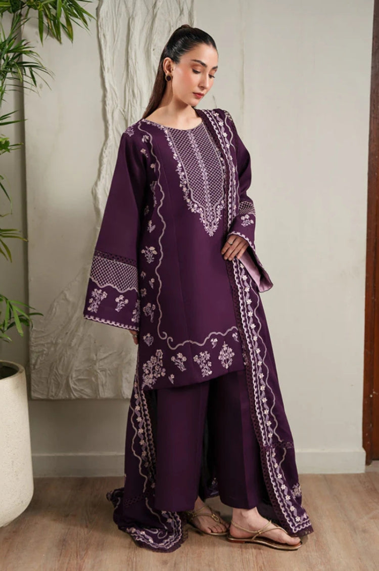 ETHNC-3PC LAWN EMBROIDERED SHIRT WITH LAWN EMBROIDERED DUPATTA AND TROUSER-ADR-4871