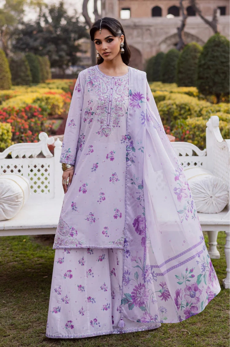 BATIK-3PC LAWN PRINTED EMB SHIRT WITH SILK PRINTED DUPATTA AND PRINTED TROUSER-ADR-019