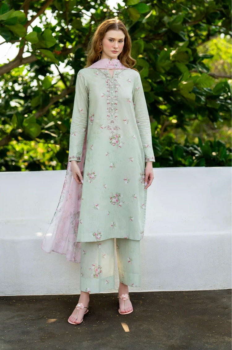 IZNIK-3PC LAWN DIGITAL PRINTED SHIRT WITH SILK PRINTED DUPATTA AND PRINTED TROUSER-ADR-035