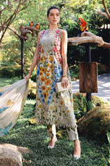 MARIA.B-3PC LAWN DIGITAL PRINTED EMB SHIRT WITH SILK PRINTED DUPATTA AND PRINTED TROUSER-ADR-017