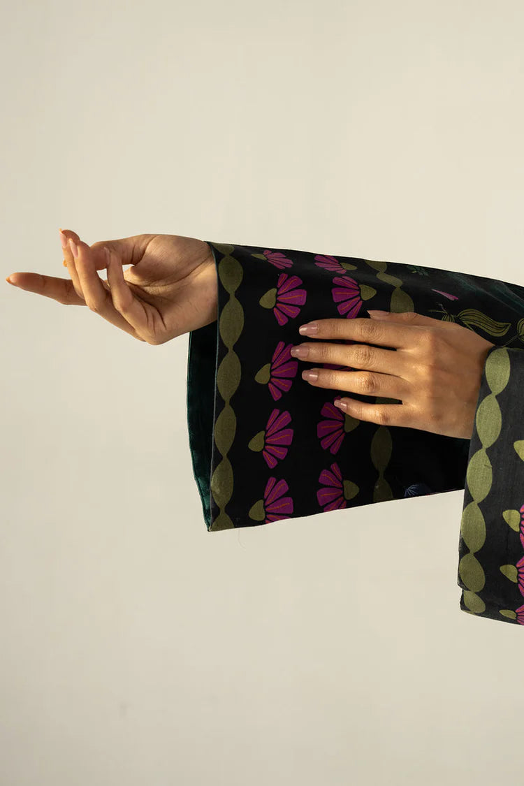 AFROZEH-2PC SHAMOZE SILK PRINTED SHIRT WITH SHAMOZE SILK PRINTED TROUSER-ADR-