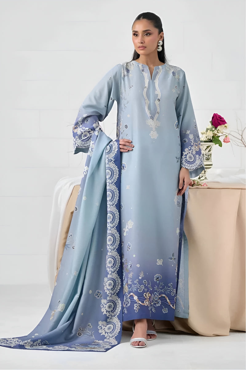 LULUSAR-3PC-SHAMOZE SILK PRINTED SHIRT SILK PRINTED DUPATTA AND SILK TROUSER-ADR-9009