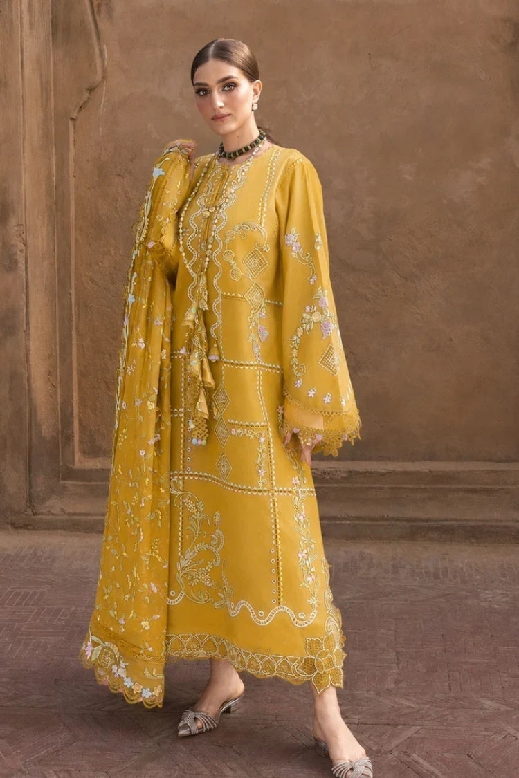 CRIMSON-3PC DHANAK EMBROIDERED SHIRT WITH COURTRAI WOOL PRINTED EMB SHAWL AND TROUSER-ADR-5189