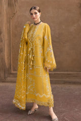 CRIMSON-3PC DHANAK EMBROIDERED SHIRT WITH COURTRAI WOOL PRINTED EMB SHAWL AND TROUSER-ADR-5189