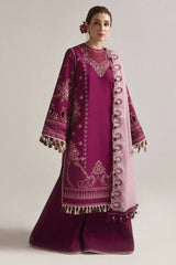 HUSSAIN REHAR-3PC DHANAK EMBROIDERED SHIRT WITH CHIFFON EMBROIDERED DUPATTA AND TROUSER-ADR-5179