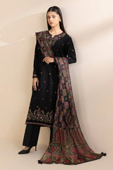 SAPPHIRE-3PC DHANAK EMBROIDERED SHIRT WITH WOOL DIGITAL PRINTED SHAWL & TROUSER-ADR-5054