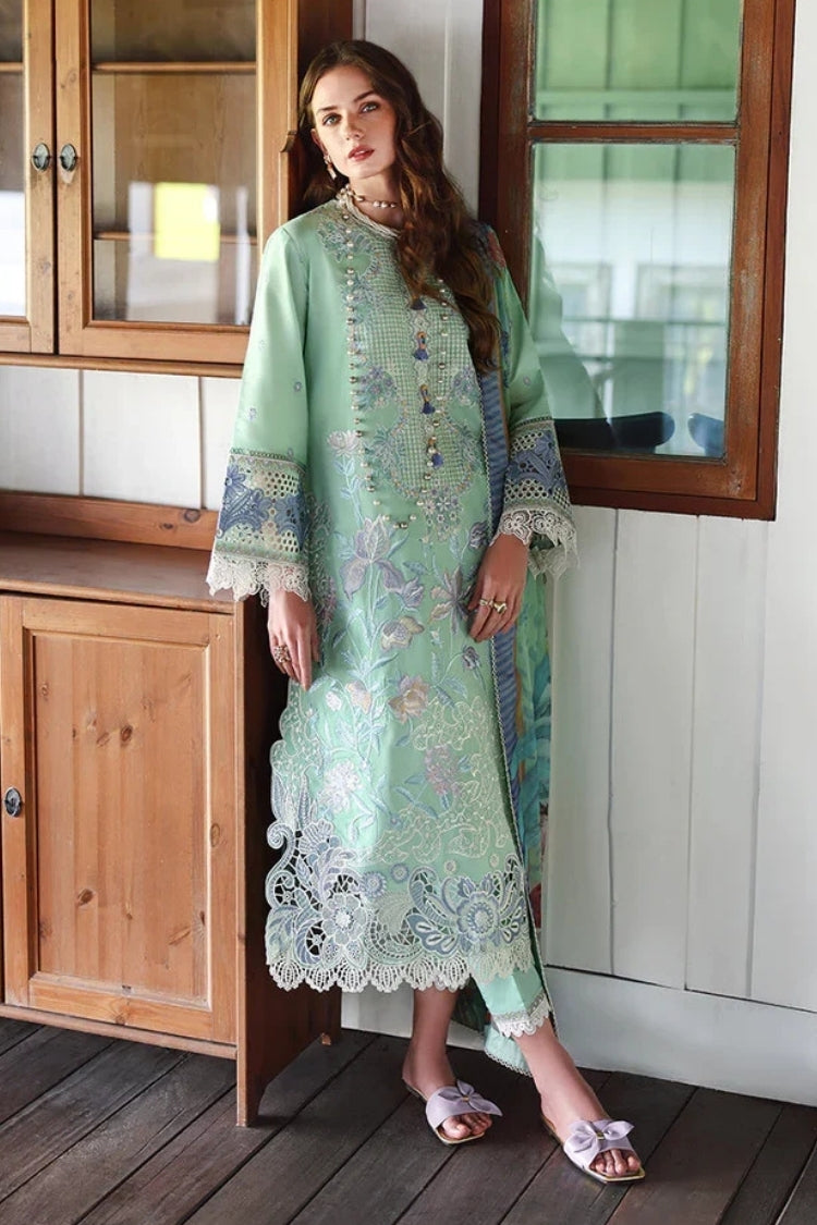 MUSHQ-3PC DHANAK HEAVY EMBROIDERED SHIRT WITH COURTRAI WOOL PRINTED DUPATTA AND TROUSER-ADR-5084