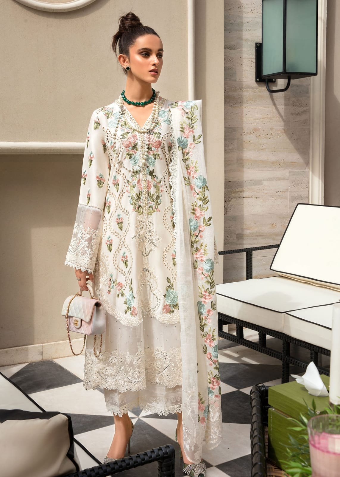 CRIMSON-3PC DHANAK EMBROIDERED WITH CHIFFON EMBROIDERED DUPATTA-ADR-