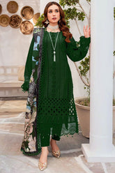 ZAINAB CHOTTANI-3PC CHIKENKARI LAWN EMBROIDERED WITH MONARK PRINT DUPATTA & TROUSER-ADR-4054.MUNGIYA