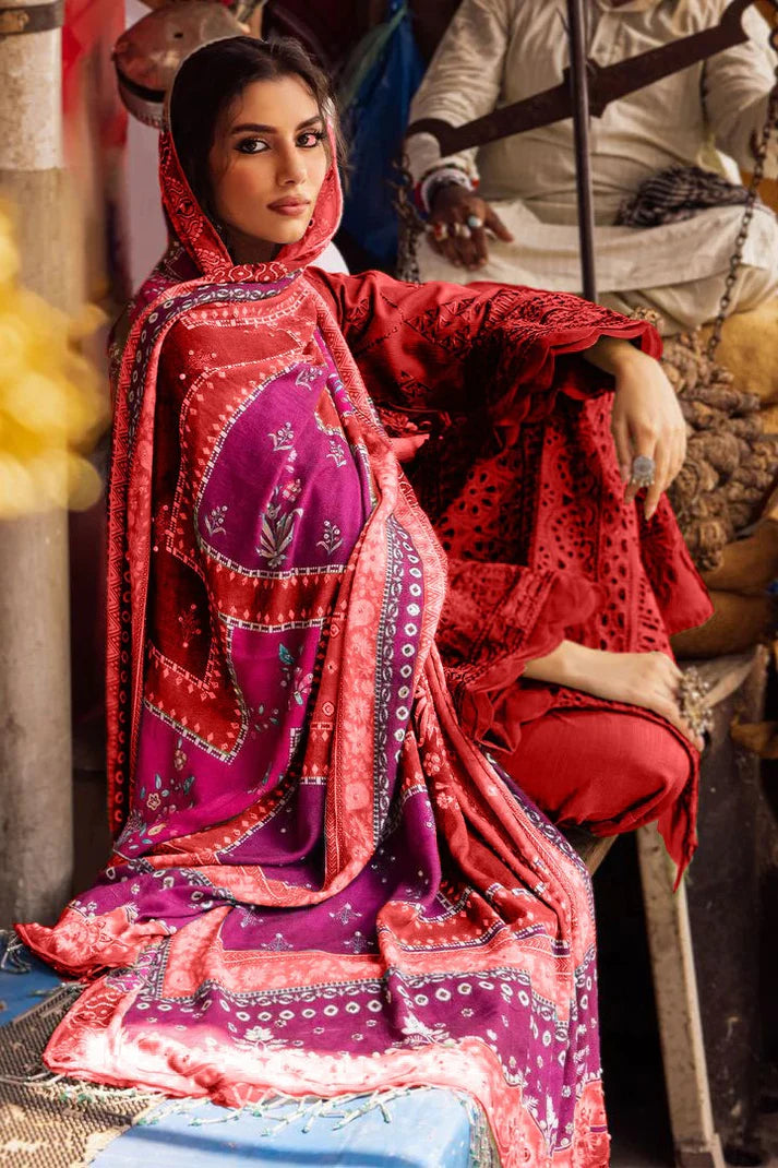 NUREH - 3PC CHIKENKARI LAWN EMBROIDERED WITH DIAMOND PRINT DUPATTA - ADR-4004-R