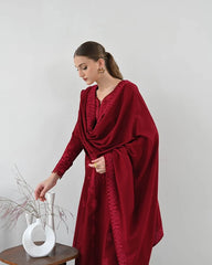 ZAIB-3PC DHANAK EMBROIDERED SHIRT WITH DHANAK EMBROIDERED SHAWL AND TROUSER-ADR-5271