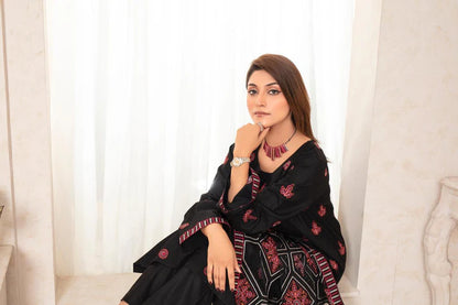 ADORE-3PC DHANAK EMBROIDERED SHIRT WITH HEAVY CUTWORK EMBROIDERED DHANAK SHAWL AND TROUSER-ADR-002