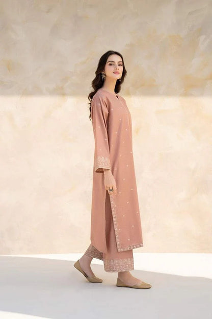JAZMIN-2PC DHANAK EMBROIDERED SHIRT WITH DHANAK EMBROIDRED TROUSER-ADR-117