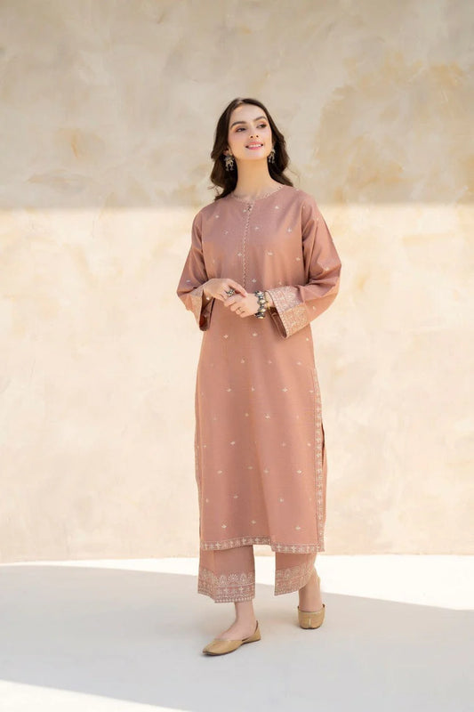 JAZMIN-2PC DHANAK EMBROIDERED SHIRT WITH DHANAK EMBROIDRED TROUSER-ADR-117