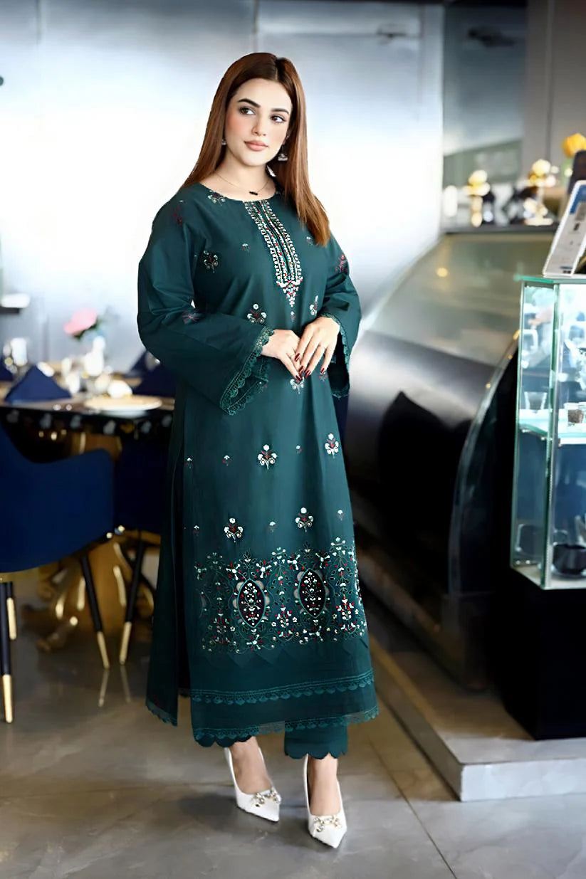 ADORE-3PC KHADDAR CUTWORK EMBROIDERED SHIRT WITH KASHMIRI JACQUARD WOOL SHAWL-ADR-1511