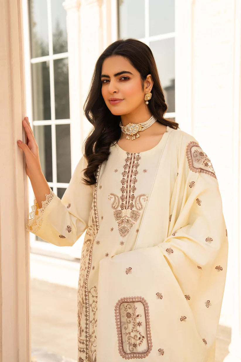 ADORE-3PC DHANAK EMBROIDERED SHIRT WITH DHANAK HEAVY CUTWORK EMBROIDERED SHAWL -1523