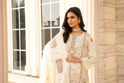 ADORE-3PC DHANAK EMBROIDERED SHIRT WITH DHANAK HEAVY CUTWORK EMBROIDERED SHAWL -1523