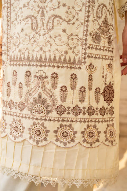 ADORE-3PC DHANAK EMBROIDERED SHIRT WITH DHANAK HEAVY CUTWORK EMBROIDERED SHAWL -1523