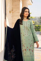 ADORE-3PC KHADDAR EMBROIDERED SHIRT WITH VELVET EMBROIDERED READY TO WEAR SHAWL-1525