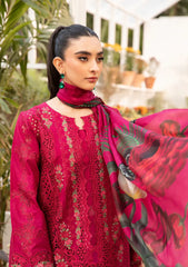 BAROUQE-3PC LAWN CHIKANKARI EMBROIDERED SHIRT WITH CHIFOON PRINTED DUPATTA AND EMB TROUSER-ADR-4736
