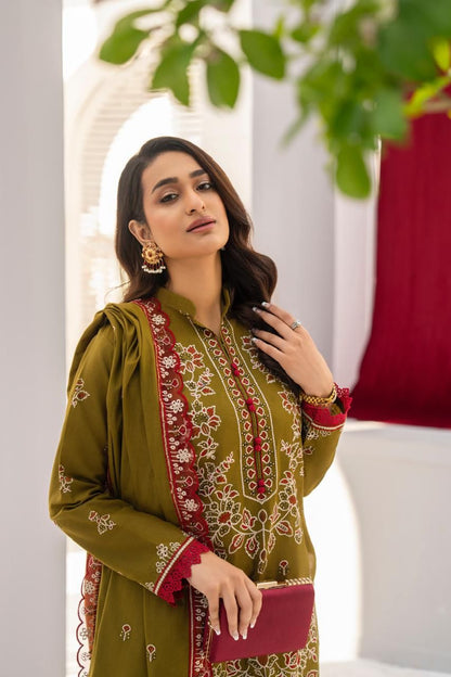 ADORE-3PC LAWN EMBROIDERED SHIRT WITH LAWN EMBROIDERED READY TO WEAR DUPATTA-ADR-G01