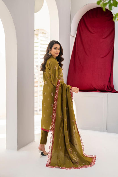 ADORE-3PC LAWN EMBROIDERED SHIRT WITH LAWN EMBROIDERED READY TO WEAR DUPATTA-ADR-G01