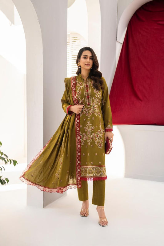 ADORE-3PC LAWN EMBROIDERED SHIRT WITH LAWN EMBROIDERED READY TO WEAR DUPATTA-ADR-G01