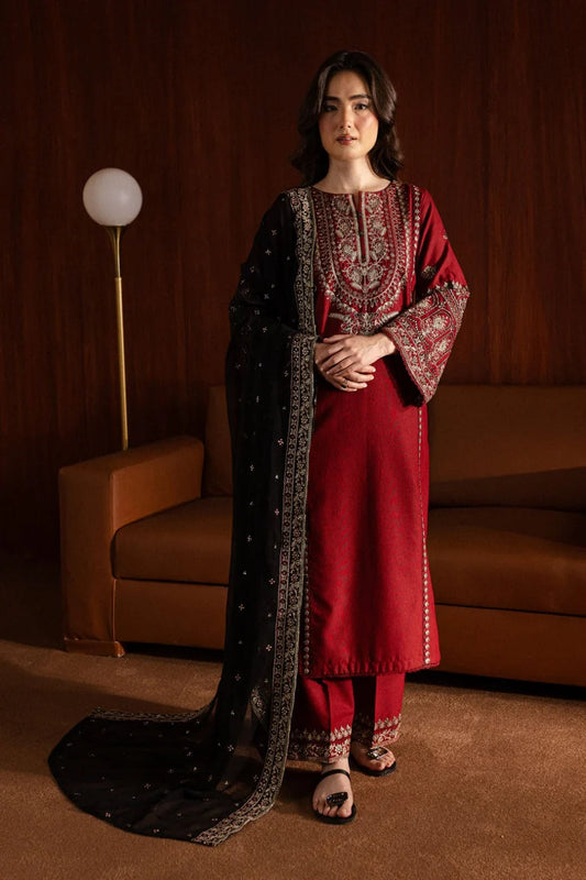 BATIK-3PC DHANAK EMBROIDERED SHIRT WITH CHIFFON EMBROIDERED DUPATTA AND EMB TROUSER-ADR-4041