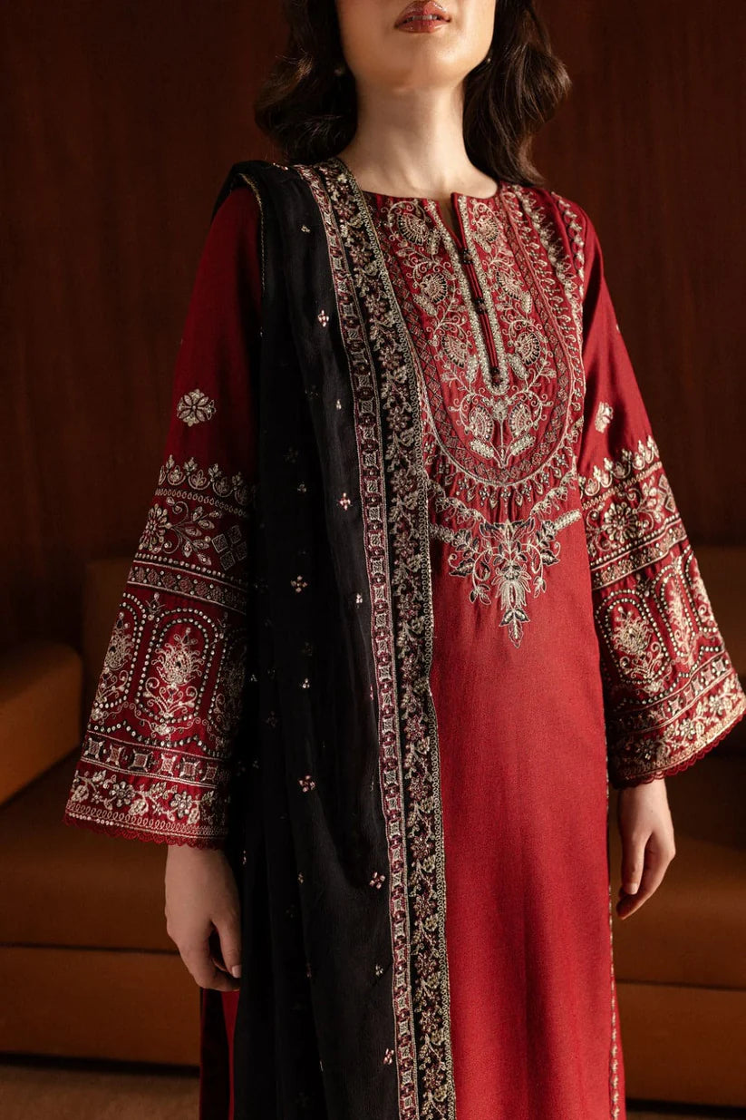 BATIK-3PC DHANAK EMBROIDERED SHIRT WITH CHIFFON EMBROIDERED DUPATTA AND EMB TROUSER-ADR-4041