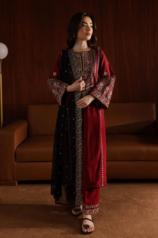 BATIK-3PC DHANAK EMBROIDERED SHIRT WITH CHIFFON EMBROIDERED DUPATTA AND EMB TROUSER-ADR-4041