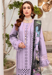 MARIA B-3PC CHIKENKAARI LAWN EMBROIDERED SHIRT WITH MONARK PRINT DUPATTA AND TROUSER-ADR-4054 (Z)