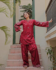 URGE-2PC DHANAK EMBROIDERED SHIRT AND EMBROIDRED TROUSER-ADR-126