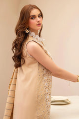 MIRAKHI - 3PC LAWN CHIKENKAARI EMBROIDERED SHIRT WITH LAWN TUBE SLUB DUPATTA AND TROUSER-ADR-