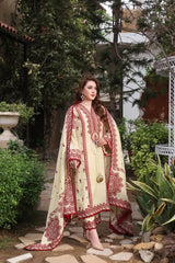 ASIM JOFA-3PC DHANAK EMBROIDERED SHIRT WITH DHANAK EMB SHAWL AND TROUSER-ADR-4304