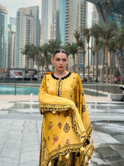 ADORE-3PC KARANDI PRINTED EMBROIDERED SHIRT WITH KARANDI PRINTED EMB SHAWL & PRINTED TROUSER-ADR-